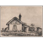Boldizsár István (1897-1984): Tanya. Rézkarc, papír, jelzett, 14,5x20 cm