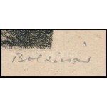 Boldizsár István (1897-1984): Tanya. Rézkarc, papír, jelzett, 14,5x20 cm