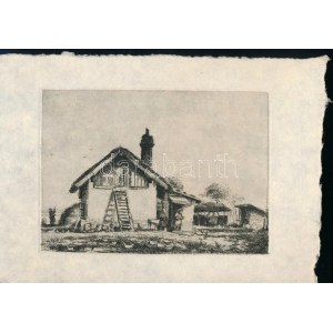 Boldizsár István (1897-1984): Tanya. Rézkarc, papír, jelzés nélkül, 14,5x20 cm