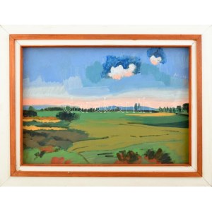 B. Séday Mária (1925-2009): Naplemente. Olaj, falemez, jelzés nélkül. Fakeretben. 28×39,5 cm
