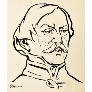 Bardócz Árpád (1882-1938): Kiss Ernő (1799-1849) honvéd altábornagy, aradi vértanú portréja. Tus, ceruza, papír...