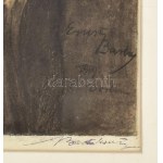 Barta Ernő (1878-1956): Beethoven, 1909. Szén, papír, jelzett, lap alján apró felületi sérüléssel, paszpartuban...