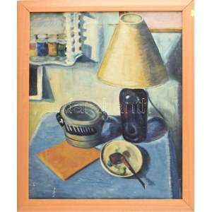 Bruhn Tvede, Alice (1906?-1970): Art deco csendélet (Stilleben). Olaj, vászon. Jelzés nélkül...