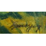 Baranyai Ferenc (1923-2003): Horgász. Olaj, karton. Jelzett. Dekoratív fak8retben. 33x50 cm