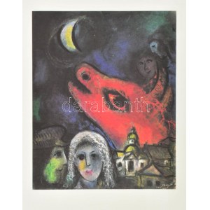 Marc Chagall (1887-1985) festménye után készült reprodukció. Színes nyomat, papír, jelzett a nyomaton...