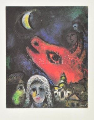 Marc Chagall (1887-1985) festménye után készült reprodukció. Színes nyomat, papír, jelzett a nyomaton...