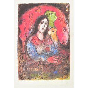 Marc Chagall (1887-1985) festménye után készült reprodukció. Színes nyomat, papír, jelzett a nyomaton, 19...