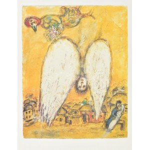 Marc Chagall (1887-1985): The Female Angel (A női angyal). Színes nyomat, papír, jelzett a nyomaton...