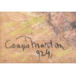 Csapó Márton (1889-?): Napfényes táj, 1924. Pasztell, papír, jelzett. 43x29 cm. Üvegezett fakeretben...