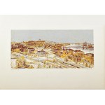 Csavlek András (1942- ): Budapest. Színes linómetszet, papír, jelzett, 26×55 cm