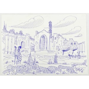 Durkó Gábor (1916-2003): Roma. toll, papír. Jelzett 30x21 cm