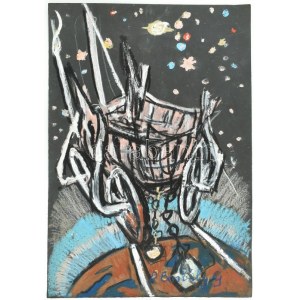 D. Borbély Gizella (1920-1994): Szekér. Vegyes technika, papír, jelzett, 50×35 cm