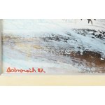Dobrovits Ferenc (1941-1988): Téli séta II, 1987. Olaj, farost, jelezve balra lent...