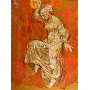 Gulyás Dénes (1927-2003): Női portré. Vegyes technika, farost, jelzés nélkül. Szélein kissé sérült...