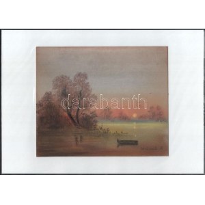 Stefan Grecu (?-?): Csónak. Pasztell, tus, papír, jelzett, paszpartuban, 19,5x23 cm
