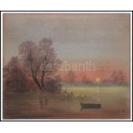 Stefan Grecu (?-?): Csónak. Pasztell, tus, papír, jelzett, paszpartuban, 19,5x23 cm