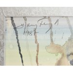 Hercsuth Ferenc (1942-): Robanás (cím nélkül), 1987. Akvarell, papír, jelezve balra fent, paszpartuban. 33,5x23 cm...