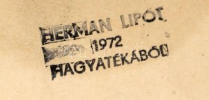 Herman Lipót (1884-1972): Vázlatok. Golyóstoll, papír, hagyatéki pecséttel, üvegezett fakeretben...