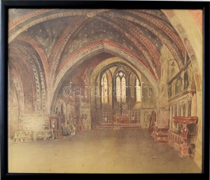 Franz Schmidt Glinz (1860-1929) templombelső. Akvarell, papír.. Jelzett...