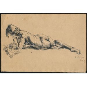 Varga Nándor Lajos (1895-1978): Fekvő női akt. Rézkarc, papír, jelzett a karcon, 1964-ben a Dürer...