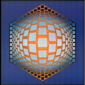 Vasarely Victor (1908-1997): TEGLA-6. Heliogravűr, papír. Neuchatel, Éditions du Griffon kiadása, 1975. 27x27 cm. ...