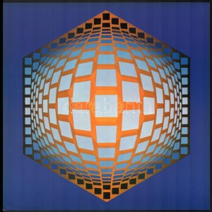 Vasarely Victor (1908-1997): TEGLA-6. Heliogravűr, papír. Neuchatel, Éditions du Griffon kiadása, 1975. 27x27 cm. ...