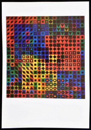 Victor Vasarely (1908-1997): Op-art kompozíció. Nyomat, papír, jelzés nélkül. 28,5x27 cm