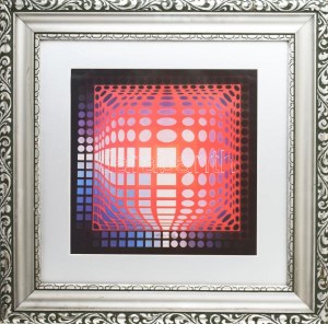 Vasarely Victor (1908-1997): Op-art kompozíció Vega sorozat. Ofszet, papír, jelzett a nyomaton...