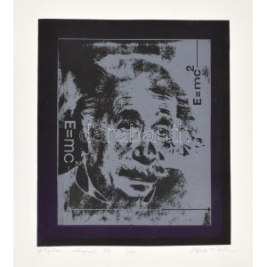 Zala Tibor (1920-2004): A fizikus (Einstein), 1986. Szitanyomat, papír. Jelzett. Számozott: 1/15, feltekerve...