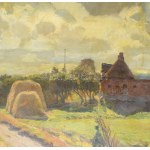 Olvashatatlan jelzéssel (Lepage?): Napfényes táj, 1940. Olaj, vászon. Dekoratív fakeretben, 84×100 cm...