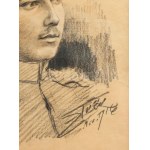 Olvashatatlan jelzéssel: I. világháborús katona portréja, 1916. Ceruza, papír. Üvegezett fakeretben...