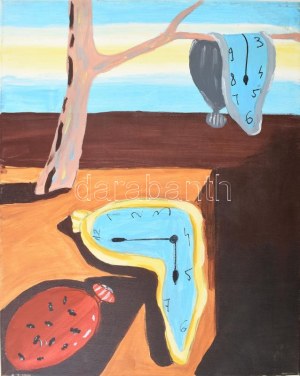 Salvador Dalí után: Elfolyó Idő. Olaj, vászon. Jelzés nélkül. 50×40 cm
