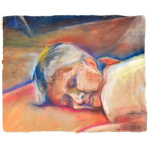 Márffy Ödön jelzéssel: Pihenő. Pasztell, papír. Lap széle sérült. 40×49 cm