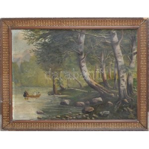 Zorkoczy jelzéssel: Csónakázók. Olaj, karton. 40x55 cm. Dekoratí, sérült fakeretben.