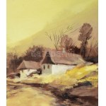Wesely jelzéssel: Őszi táj. OLaj, farost, jelzett, dekoratív fa keretben 60x80 cm