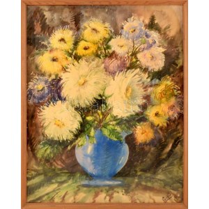 Lengyel jelzéssel: Csendélet. Akvarell, papír, 72x57 cm