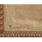 Kalmár J jelzéssel, XX. sz eleje: Téli táj. Olaj, vászon, javított. Dekoratív, sérült fakeretben...