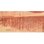 Nagy Eszter jelzéssel: Csendélet. Vöröskréta, papír. Fakeretben, 43×26 cm