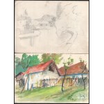Olvashatatlan jelzéssel v. jelzés nélkül, össz. 10 db rajz: Városrészletek, életképek, vízparti tájak, portrék. Ceruza...