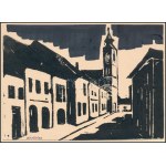 Olvashatatlan jelzéssel, 2 db mű: Szentendrei részletek. Linómetszet, papír, papírra kasírozva. 10x14 és 7x9...