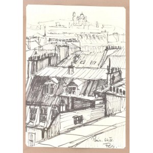 Olvashatatlan jelzéssel (1964): Párizs, filc, papír, üvegezett keretben, 27×20 cm