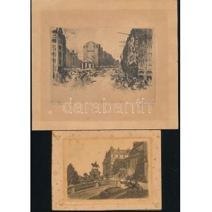 Olvashatatlan jelzéssel, klf. alkotók, 3 db rézkarc, 1910-40 körül: Vajdahunyad, Bp....
