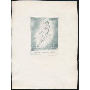 ?Georg Oskar Erler? (1871-1950): Erotikus ex libris Oscar Hillinger magyar bankigazgató. Rézkarc, papír, jeltett, 12...