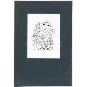 Reich Károly (1922-1988): Álmodozó. Klisé, papír, jelzett a klisén, 11×8 cm
