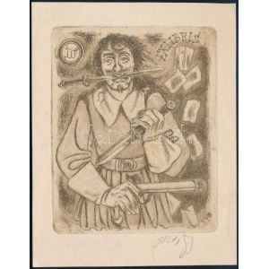 Jaroslav Marik : Ex libris Loliny (Csehország) Rézkarc, papír, jelzett 15x12 cm