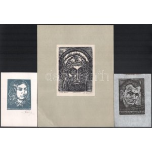 Trojan Marian József (Józef) (1931-2016), 3 db kisgrafika: Radnóti Miklós, Teleki Blanka, Ecce hommo. Fametszet, papír...