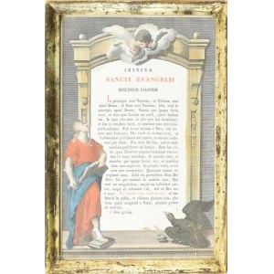 cca 1800 A Szent Evangélium színezett rézmetszet 26x19 cm Üvegezett keretben