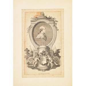 Johannes Esaias Nilson (1721-88): II. József portréja, rézmetszet, papír, jelzett a metszeten, foltos, paszpartuban...