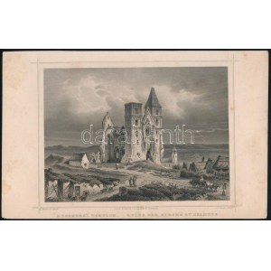 Ludwig Rohbock (1820-1883): A zsámbéki templom / Ruine der Kirche zu Zsambek, acélmetszet, papír, jelzett a metszeten...
