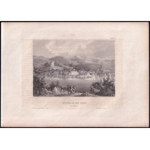 cca 1850 Kiskőszeg látképe, Battina an der Donau, acélmetszet, Hildburghausen...